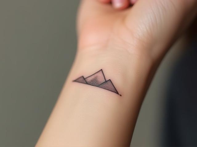 Minimalist geometric tattoo on a wrist